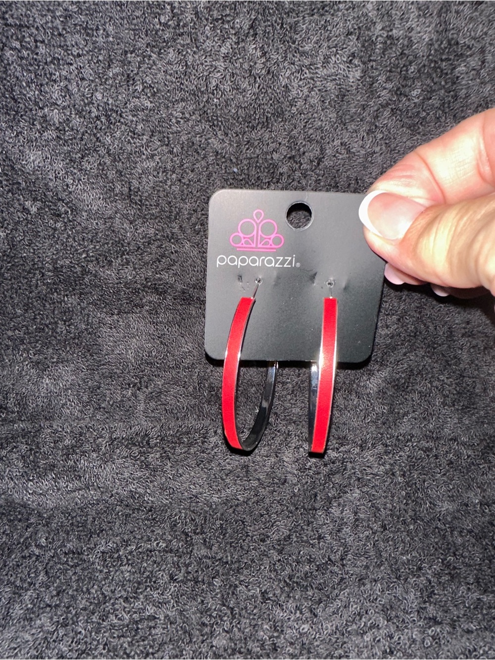 paparazzi Red and Black Hoop Earrings
